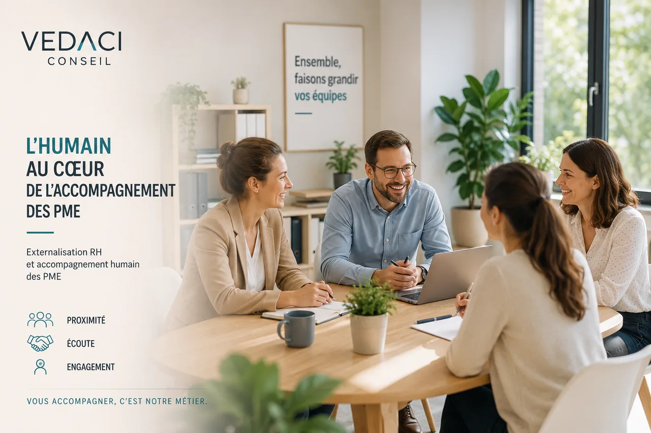 Équipe VEDACI Conseil accompagnant une PME dans l’externalisation de sa fonction RH